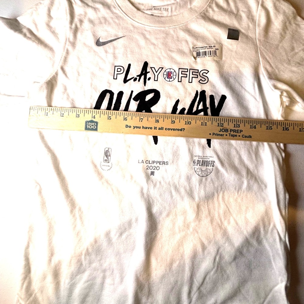 NIKE LA Clippers 2020 NBA Playoffs Our Way‎ T Shirt Dri Fit Med Youth White NWT - Picture 7 of 10